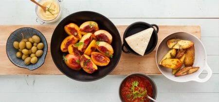 Oppskrift på Tapas med grilla nektariner – Vegetarmat.org